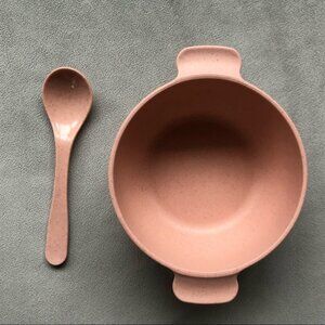Eco~Friendly Bowl and Spoon Set ~ Baby Toddler Feeding ~ Pink ~ Brand New